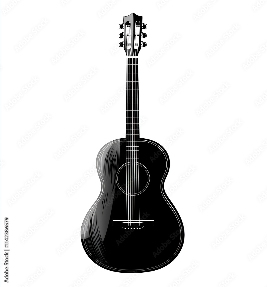 Fototapeta premium Acoustic guitar vector illustration on a white background