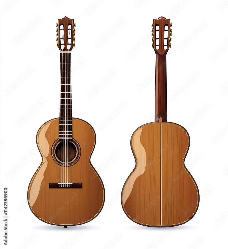 Fototapeta premium Acoustic guitar vector illustration on a white background