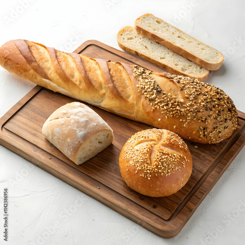 Bread is a staple food made from flour, water, and yeast, baked