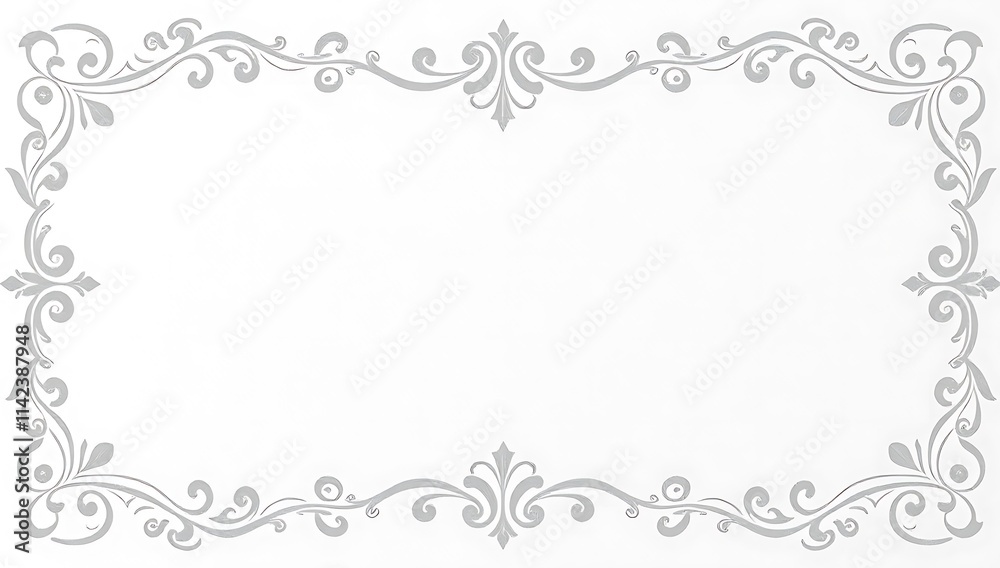 Elegant Grey Floral Frame Design White Background Elegant Grey Floral Frame Design White Background
