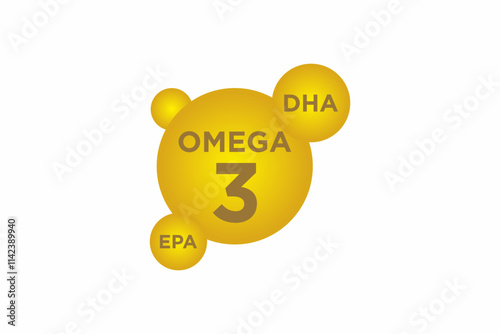 Omega 3 gold icon. Vitamin drop pill capsule. Vector illustration