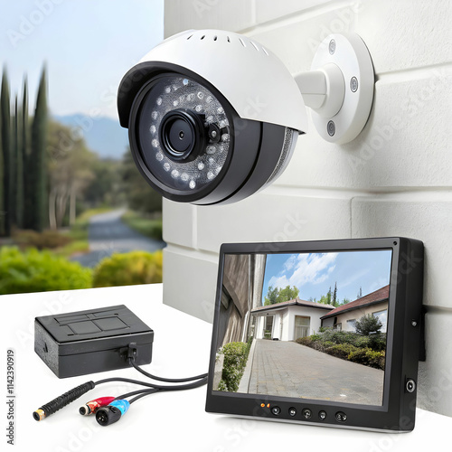 A security camera set includes multiple surveillance cameras, a central recorder,