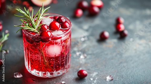 Cranberry Cocktail with Rosemary Garnish  photo