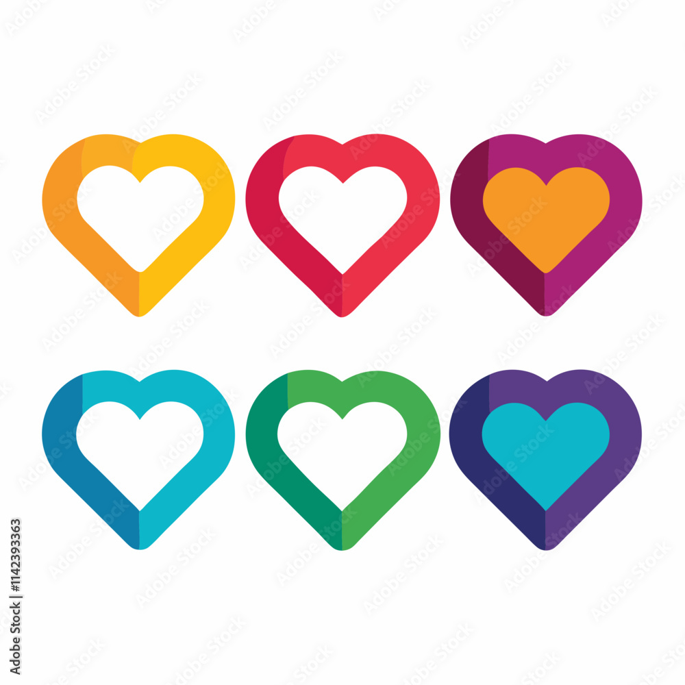 set of heart vector art illustration set of heart vector art illustration