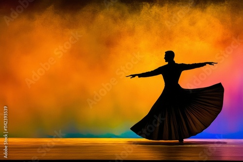 Sufi Whirling Dervish Silhouette Stage Performance