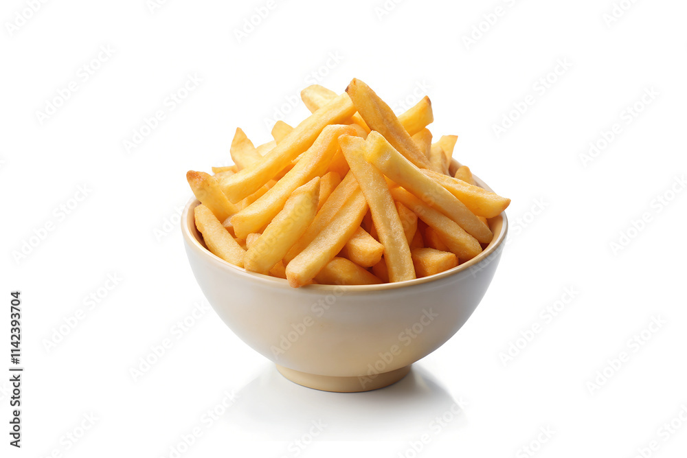 A bowl of french fries isolated on white background A bowl of french fries isolated on white background
