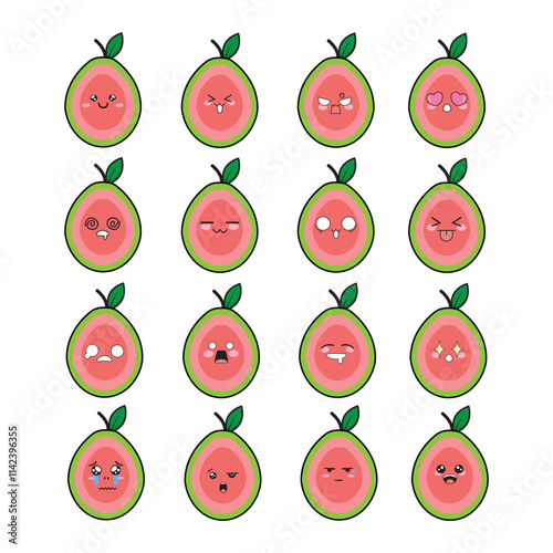 Guava Cute Face Icon Set