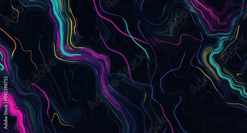 AI generates a Abstract colorful liquid swirls on dark background.