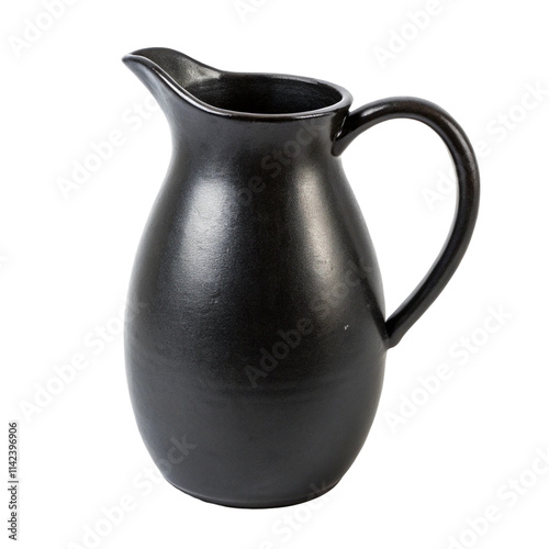 black ceramic jug on transparent background