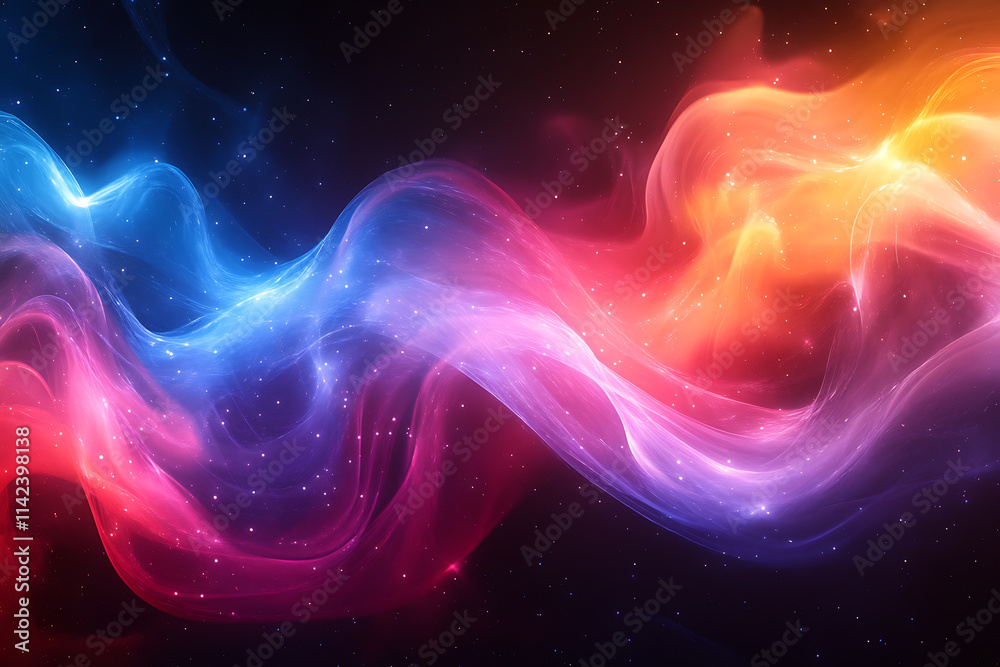 Abstract digital rainbow background banner intricately connected with blue and black data streams
Abstract digital rainbow background banner intricately connected with blue and black data streams