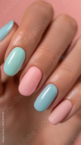 Contemporary Nail Art Elegance. Exquisite Manicure Design Showcasing Soft Pastel Palette and Innovative Beauty Techniques in Modern Feminine Fashion Aesthetics and Professional Cosmetic Styling.