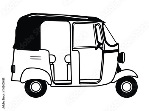 Auto Rickshaw Line Art Silhouette Vector