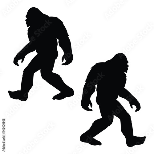 Bigfoot Silhouette, Bigfoot Vector Silhouette, Bigfoot cartoon Silhouette, Bigfoot illustration, Bigfoot icon Silhouette, Bigfoot Silhouette illustration