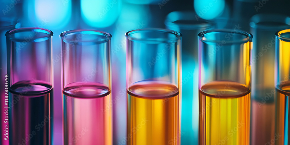 Colorful test tubes reflect vibrant light in a dynamic laboratory setting showcasing science and experimentation Colorful test tubes reflect vibrant light in a dynamic laboratory setting showcasing science and experimentation