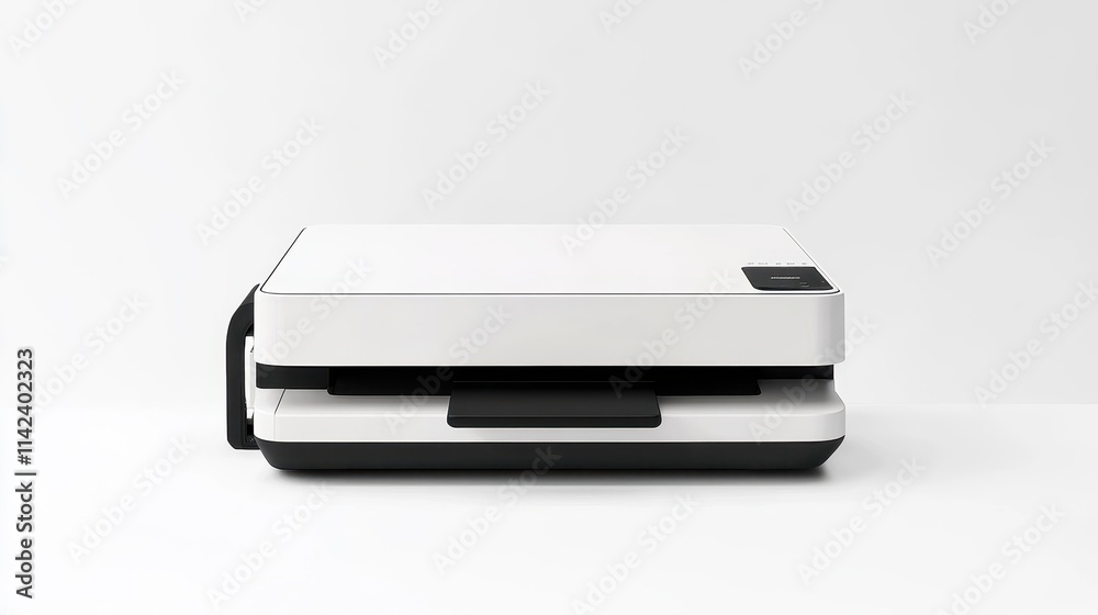 Minimalistic White Printer with Sleek Black Design Minimalistic White Printer with Sleek Black Design