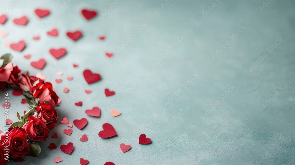 Love decoration with red hearts romantic setting visual art Love decoration with red hearts romantic setting visual art