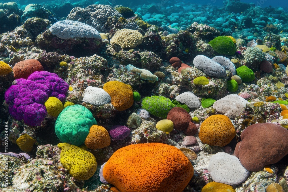 Colorful Marine Algae: Vibrant marine algae of various colors and shapes Colorful Marine Algae: Vibrant marine algae of various colors and shapes