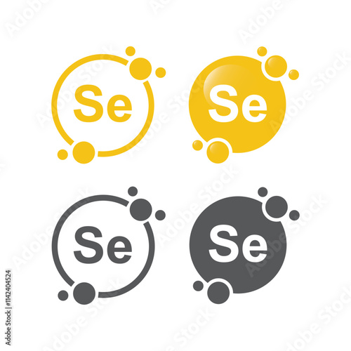 Selenium minerals inside blue bubble, icon, vector.