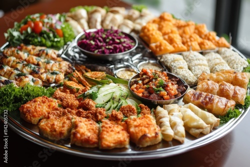 A Delicious Selection Of Assorted Appetizers On A Platter photo