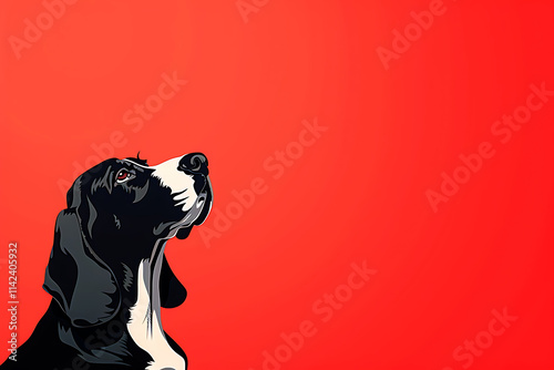 comic book illustration, illustration of a poised basset hound with trademark droopy ears, in a vibrant graphic novel art, outline-free vector photo