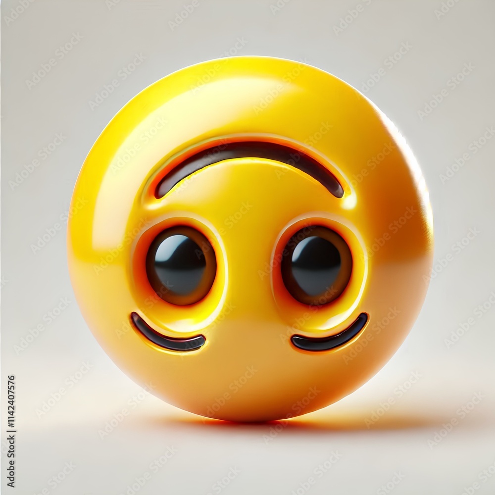 Naklejka premium 3D Emoji of Upside-Down Face on White Background