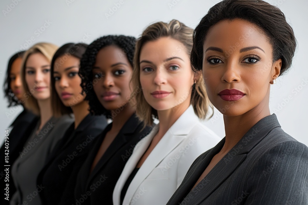 Diverse group of women in suits, symbolizing unity and professionalism. Diverse group of women in suits, symbolizing unity and professionalism.