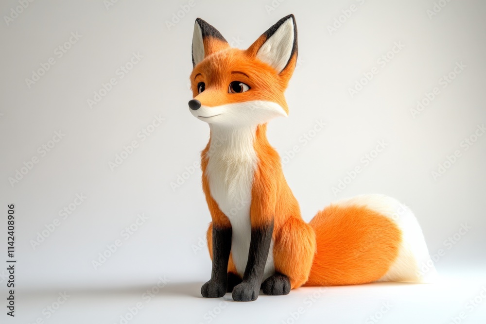Obraz premium an orange fox sits against a white background