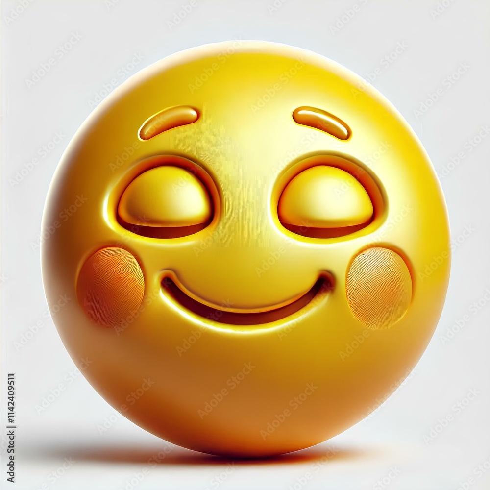 3D Relieved Emoji with Yellow Color and Shiny Surface 3D Relieved Emoji with Yellow Color and Shiny Surface