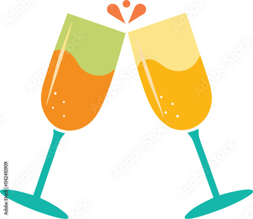 Toasting with champagne glasses with drinks vector on white background