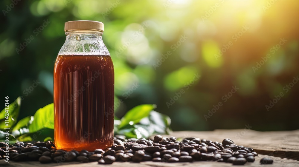 Fototapeta premium Cold-brew coffee in eco-friendly bottle