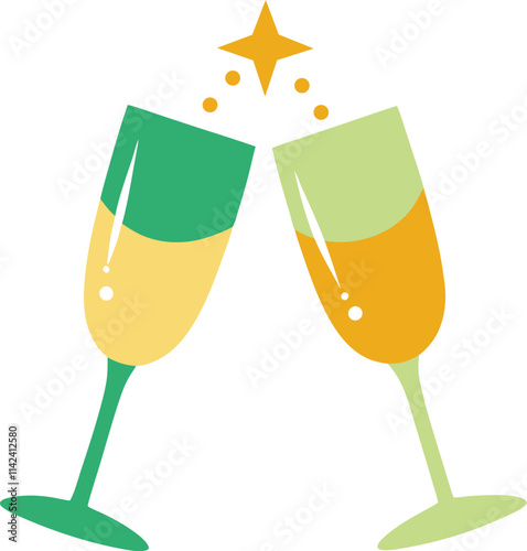 Toasting with champagne glasses with drinks vector on white background