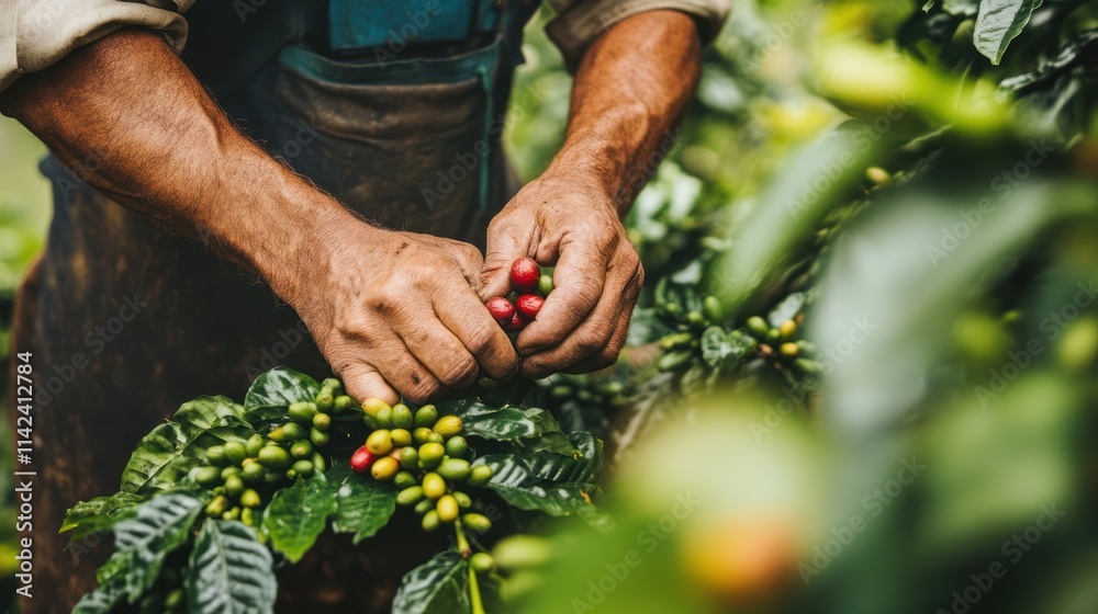 Obraz premium Community coffee farming in mountains