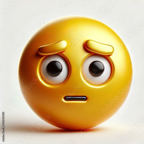 Confused 3D Emoji with Yellow Color and Shiny Surface photo