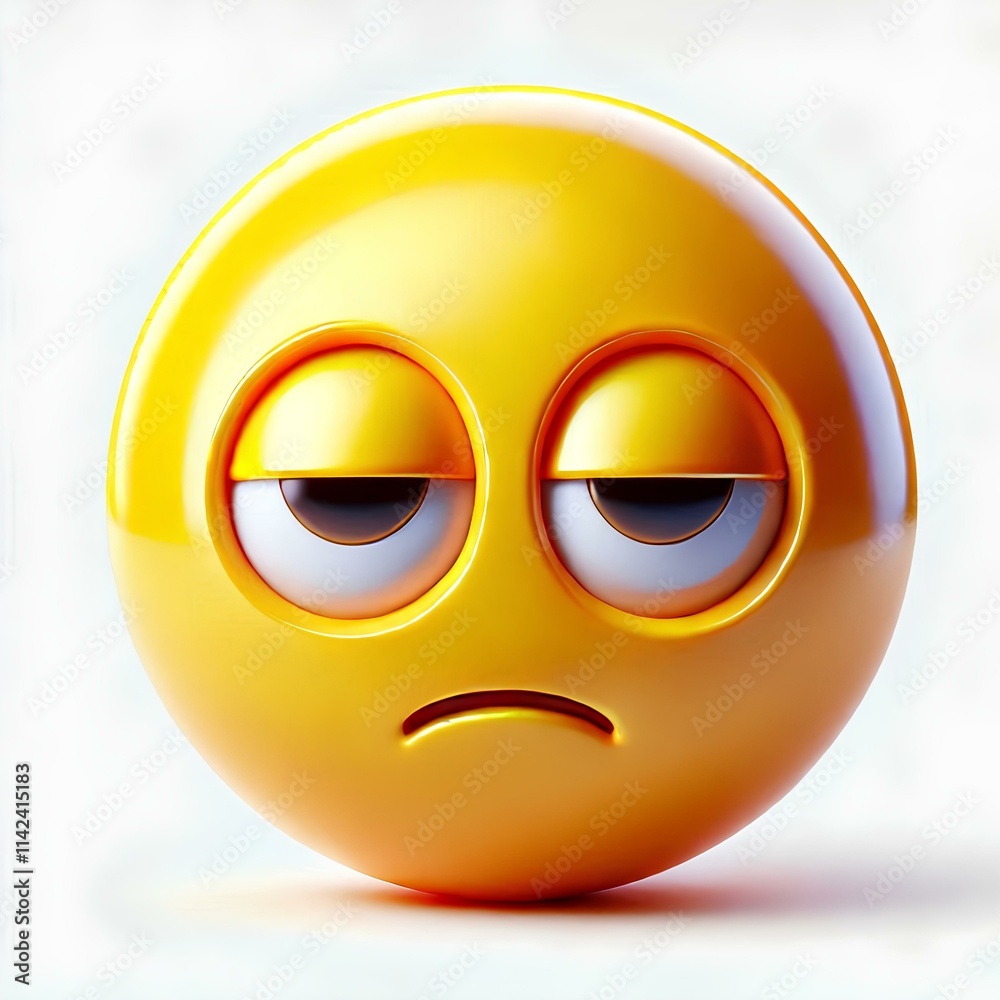 Fototapeta premium Round 3D Emoji of Exhausted Face in Yellow
