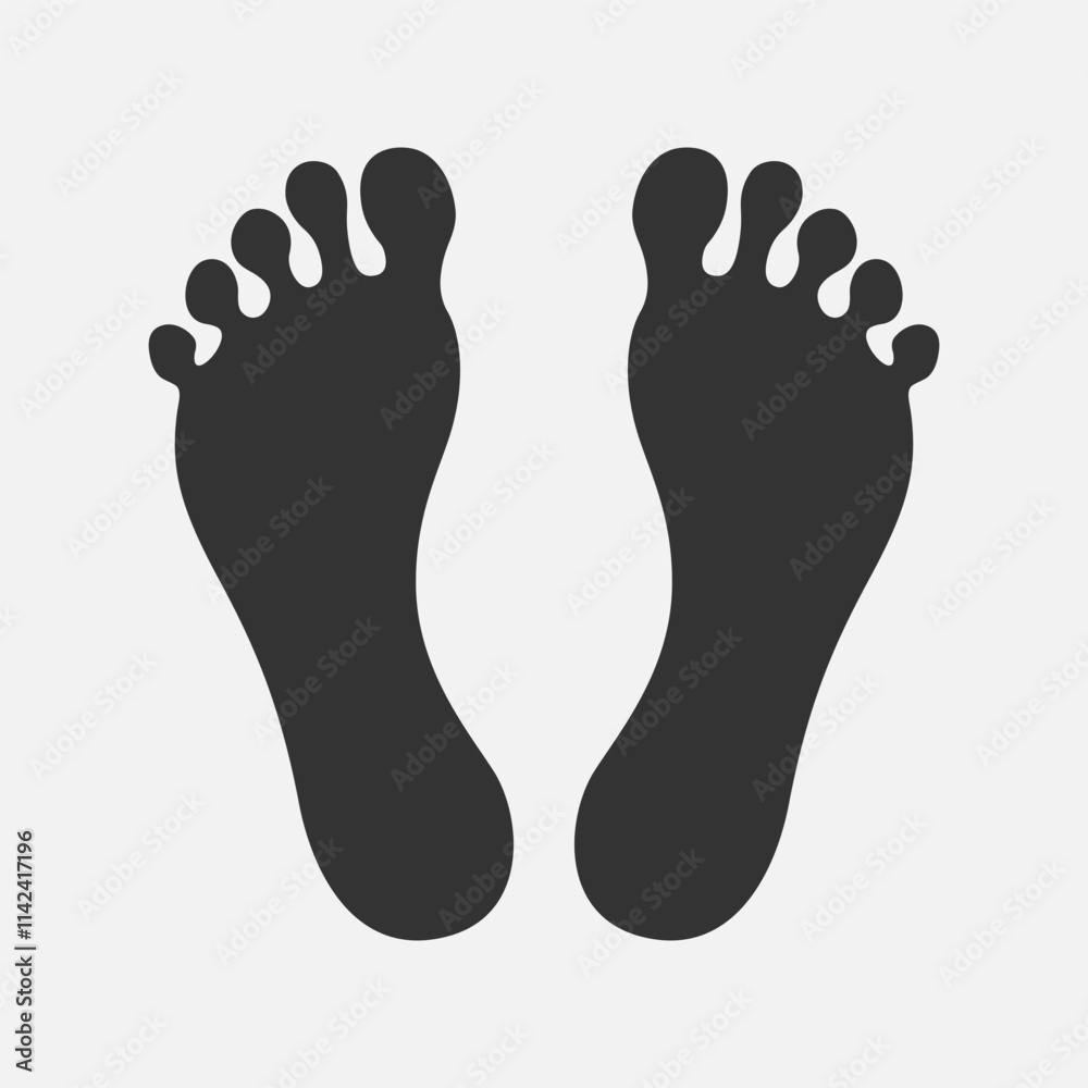 Human bare feet graphic icon. Footprints sign isolated on white background. Vector illustration Human bare feet graphic icon. Footprints sign isolated on white background. Vector illustration
