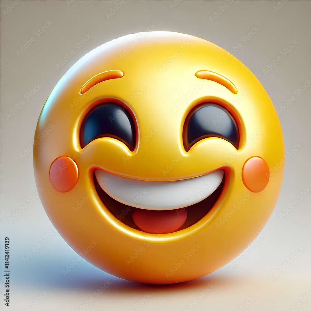 Fototapeta premium Smiling 3D Emoji with Detailed Shadows