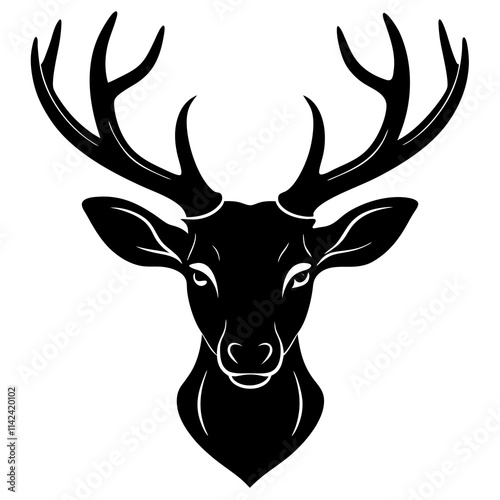 deer head vector silhouette on white background