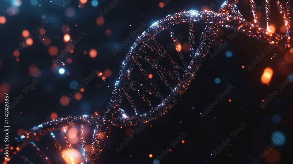 DNA Molecule Close-Up on Bokeh Background DNA Molecule Close-Up on Bokeh Background