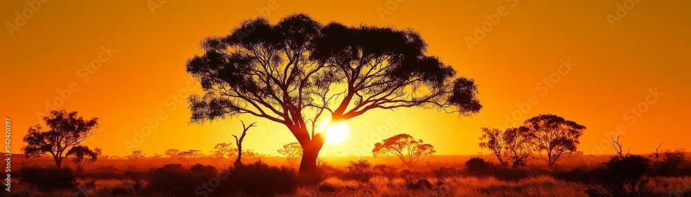 Fiery Sunset Silhouette Large Tree, Orange Sky, African Savanna Landscape, Photography African Sunset, Landscape Photography Fiery Sunset Silhouette Large Tree, Orange Sky, African Savanna Landscape, Photography African Sunset, Landscape Photography