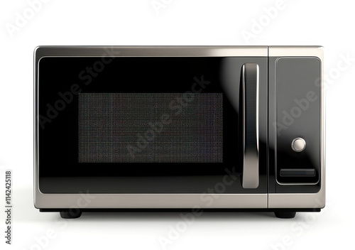 Modern stainless steel microwave located in a kitchen setting for quick meal preparation and reheating tasks photo