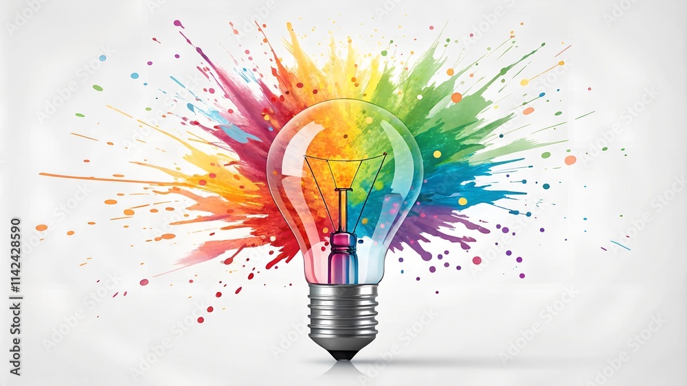 Explosion of Creativity A Vibrant Light Bulb Concept Explosion of Creativity A Vibrant Light Bulb Concept