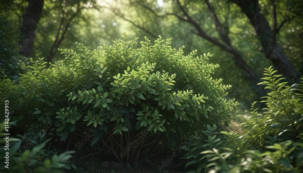 Wild privet shrub forming dense thicket in the forest, rural, springtime Wild privet shrub forming dense thicket in the forest, rural, springtime