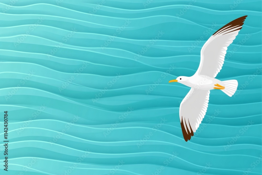 Fototapeta premium A minimalist illustration of a soaring bird with clean, flowing lines against a soft gradient background