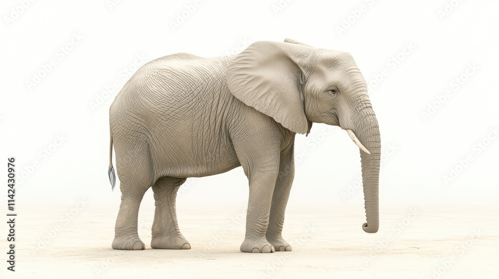 Obraz premium Realistic 3D Elephant Model on White Background for Various Uses
