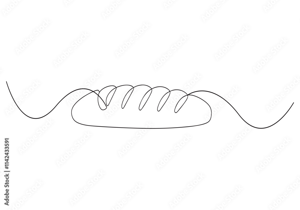 Fototapeta premium Continuous One-Line Drawing of Bread - Minimalist Bakery Art