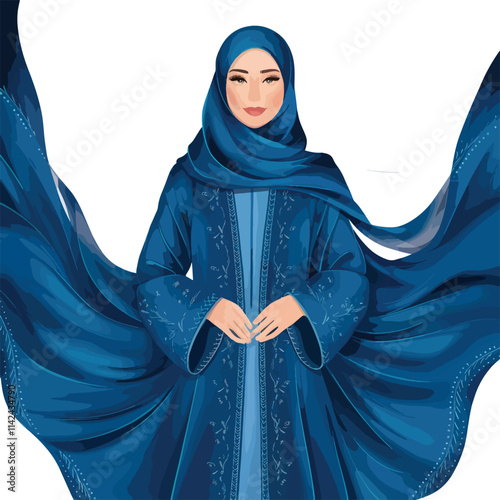 hijab and abaya dress wearing Muslim girl mockup