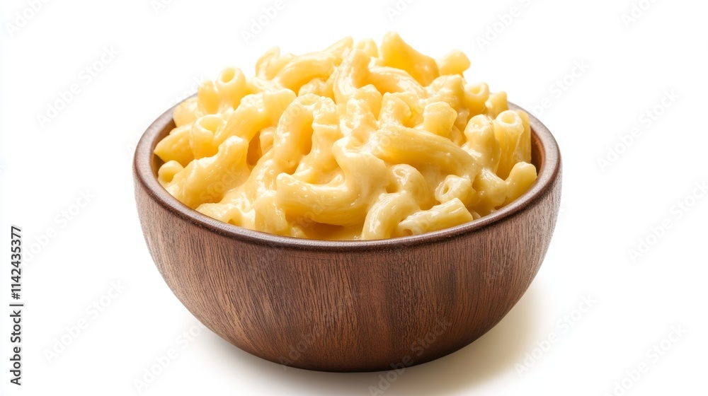 Creamy mac and cheese in a bowl, isolated on white background Creamy mac and cheese in a bowl, isolated on white background