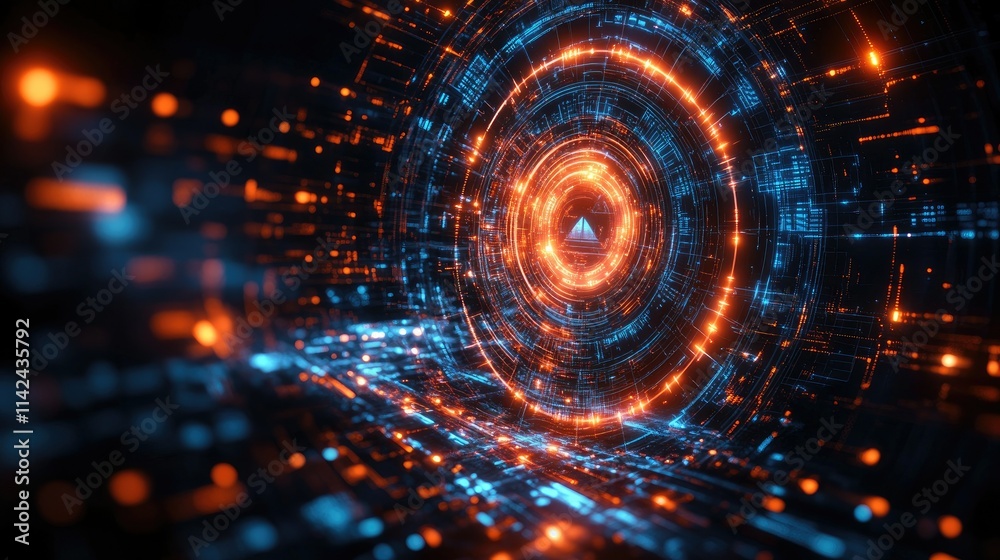 Abstract Digital Tunnel: Neon Lights and Futuristic Technology Abstract Digital Tunnel: Neon Lights and Futuristic Technology