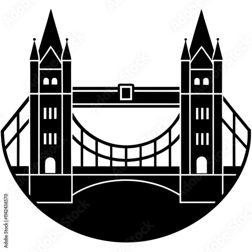  Tower bridge minimalist vector art illustration