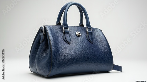 Perfect for stylish designs, this elegant classic leather handbag with silver hardware, Generative Ai. photo